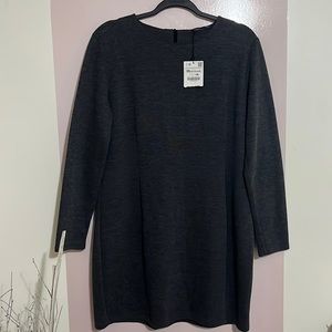 NWT Zara Sweater Knit Crewneck Charcoal Long Sleeve Gray Dress Size XXL